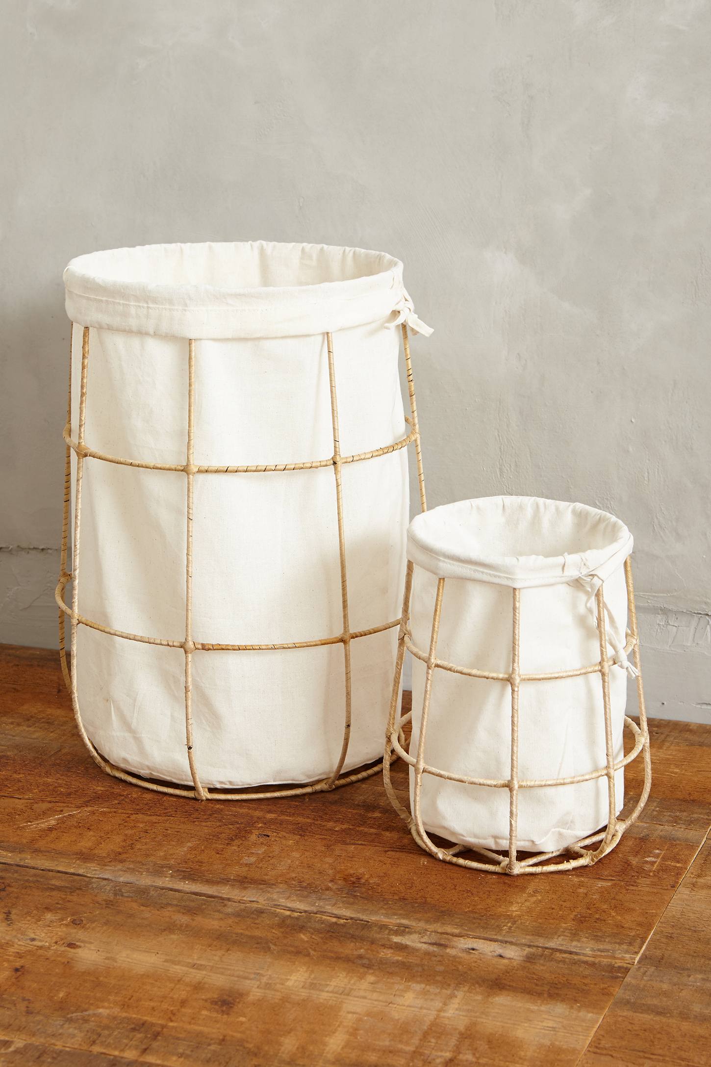 Grid and linen laundry basket from Anthropologie