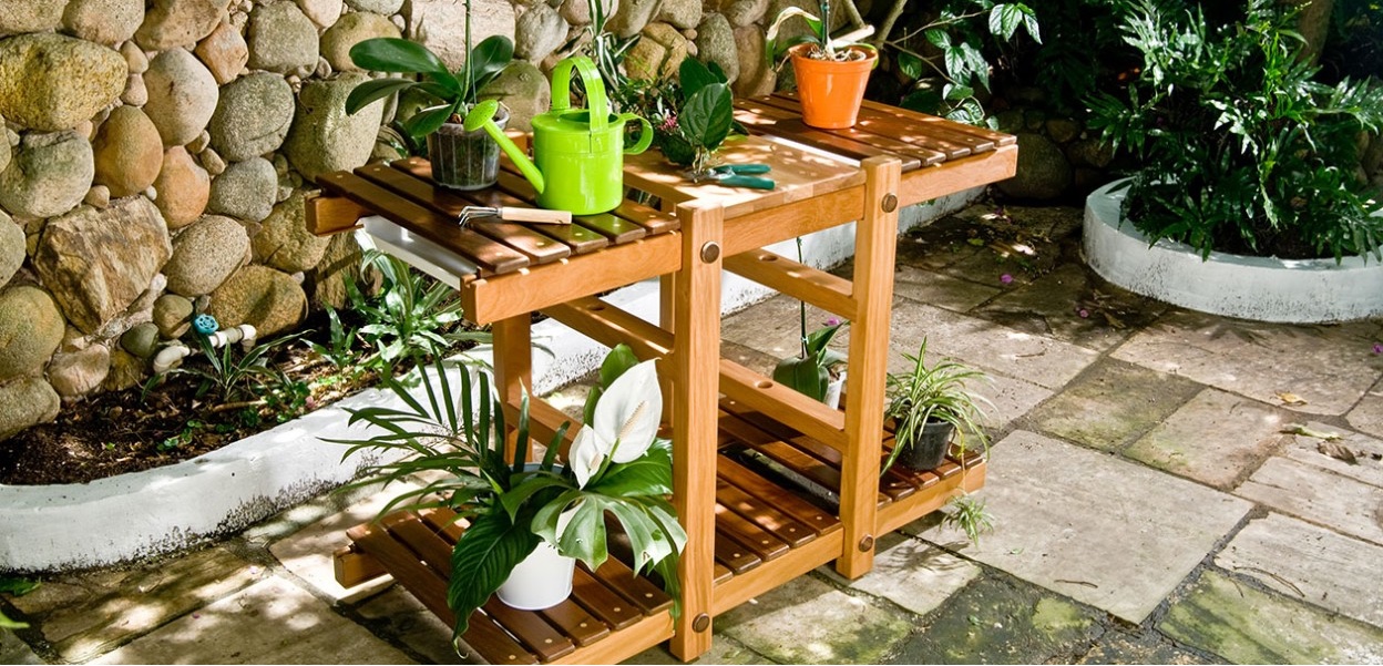 Perhaps a gardener's best friend, the solid wood Herbarium by Rodrigo Calixto is perfect for manicuring and maintaining potted plants.