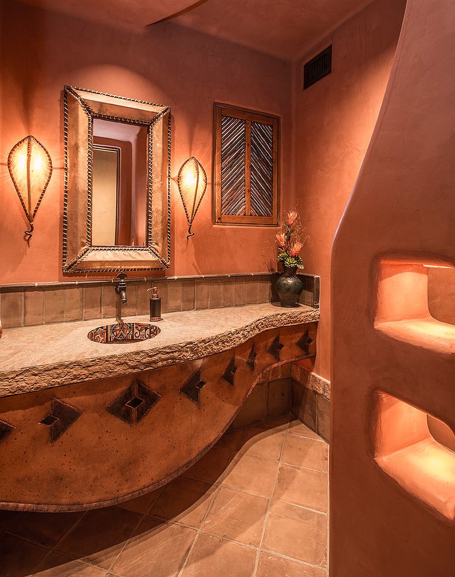 Ingenious powder room full of textural beauty and color