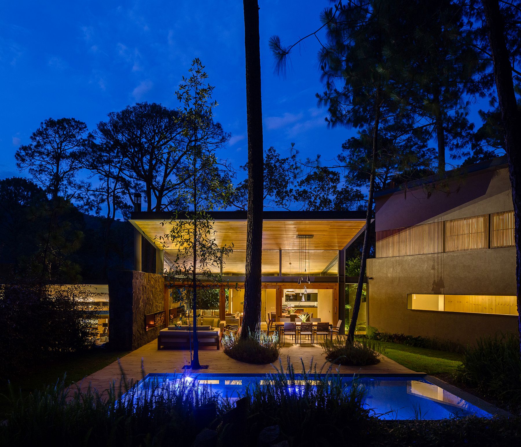 Lighting adds to the inviting warmth and opulenec of the Five Houses