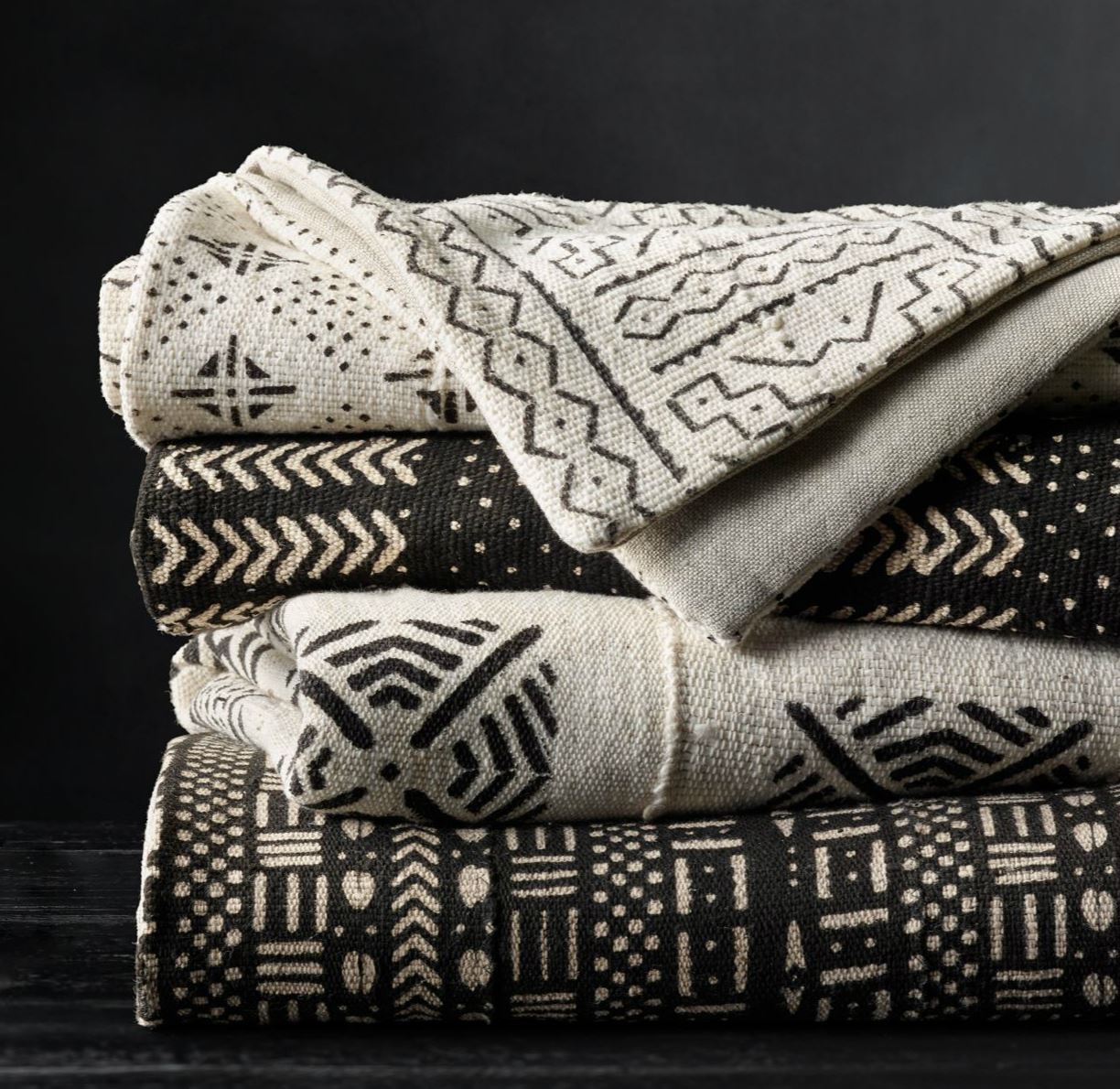 Mud cloth throws from Restoration Hardware