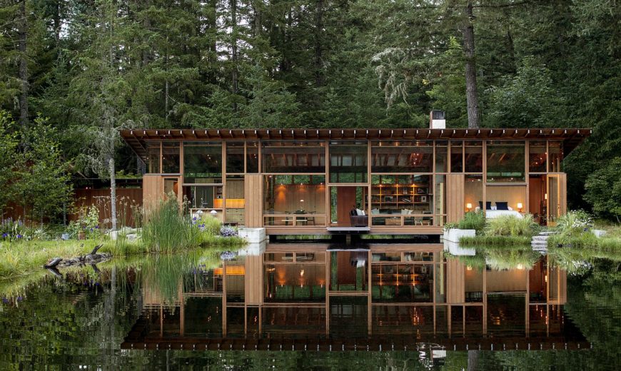 Newberg Residence: Exotic Green Escape Built Around a Man-Made Pond