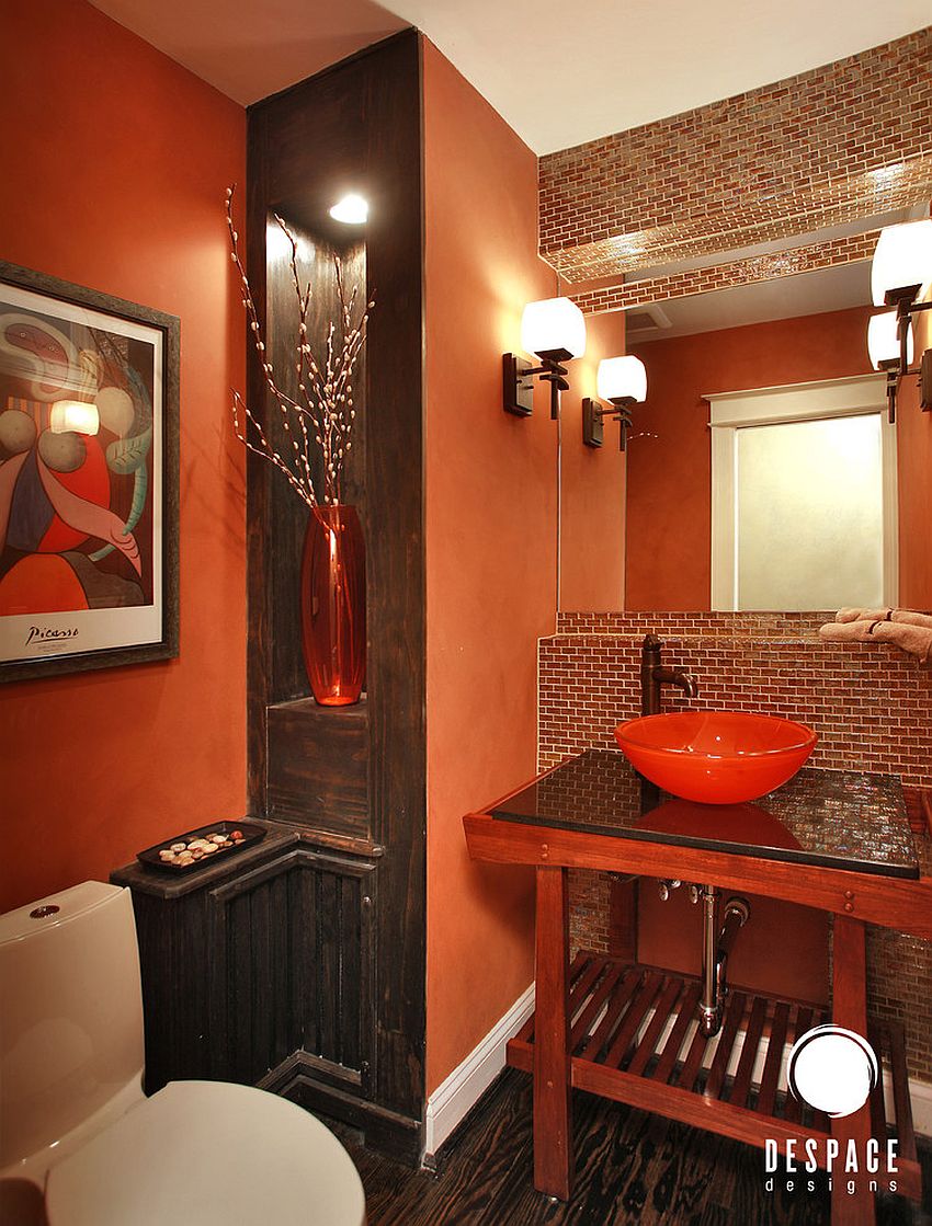 Cheerful Spunk: Enliven Your Powder Room with a Splash of Orange