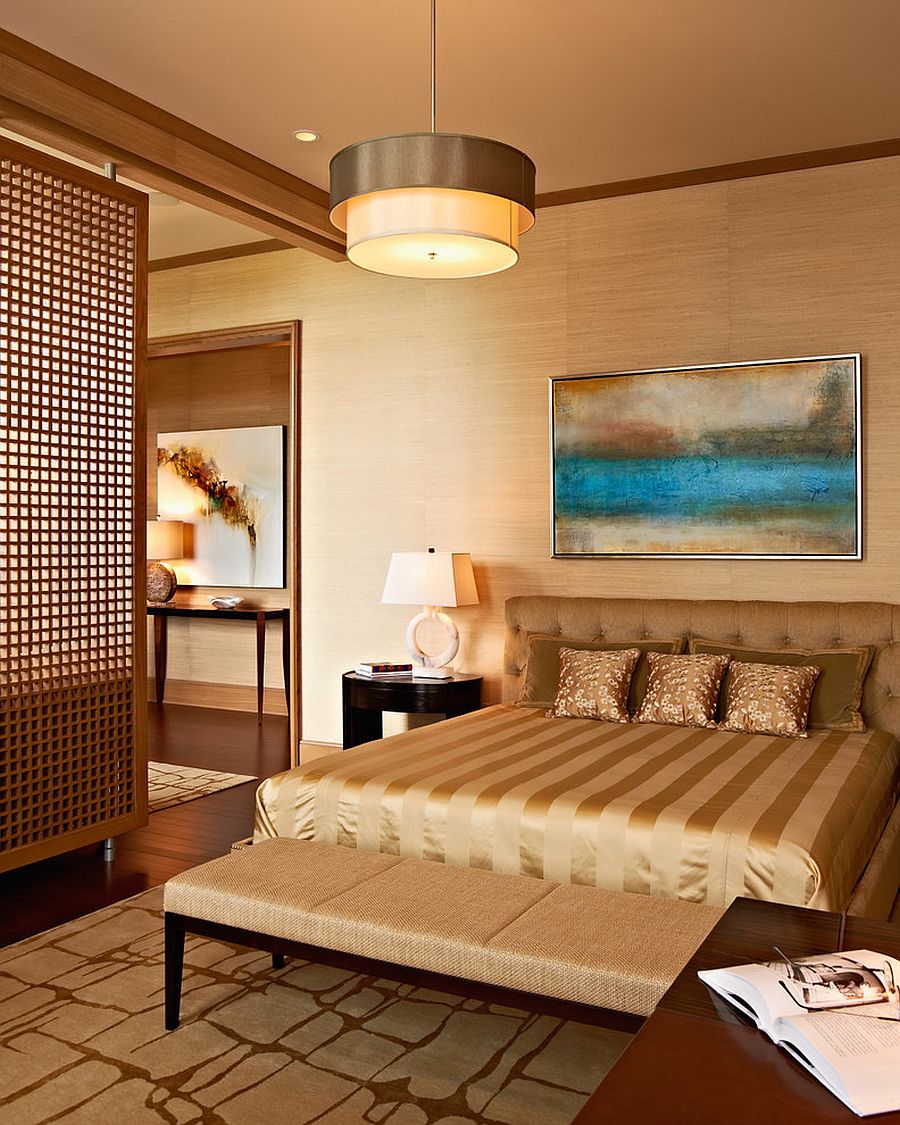 Perforated screen between the bedroom and cozy sitting space [From: Distinctive Remodeling & Dustin Peck Photography]