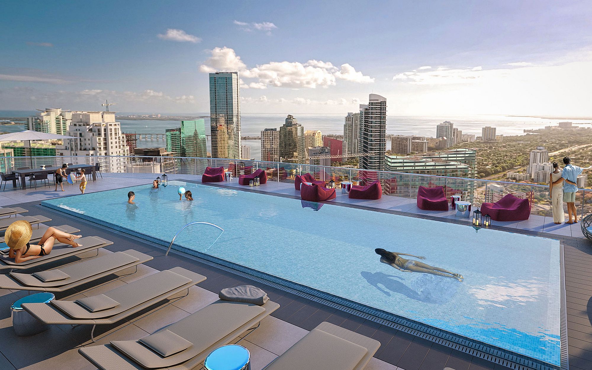 Resort-style rooftop pool at Brickell Heights