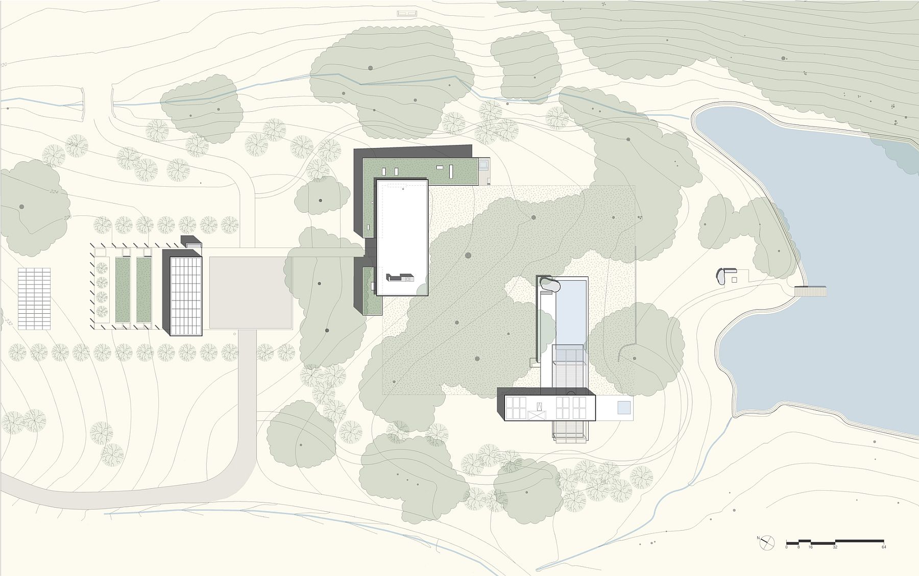 SIte plan of the Sonoma Residence by Turnbull Griffin Haesloop Architects