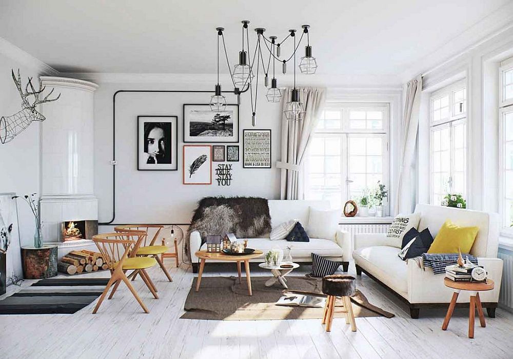 Scandinavian apartment design in white