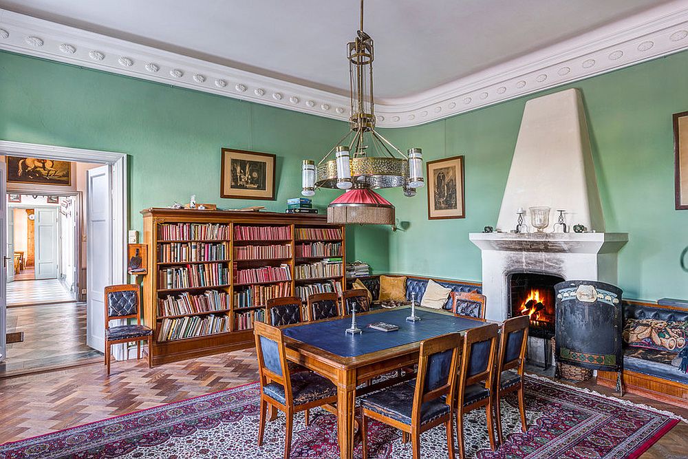 Scandinavian simplicity coupled with Victorian charm in the colorful and relaxing dining room