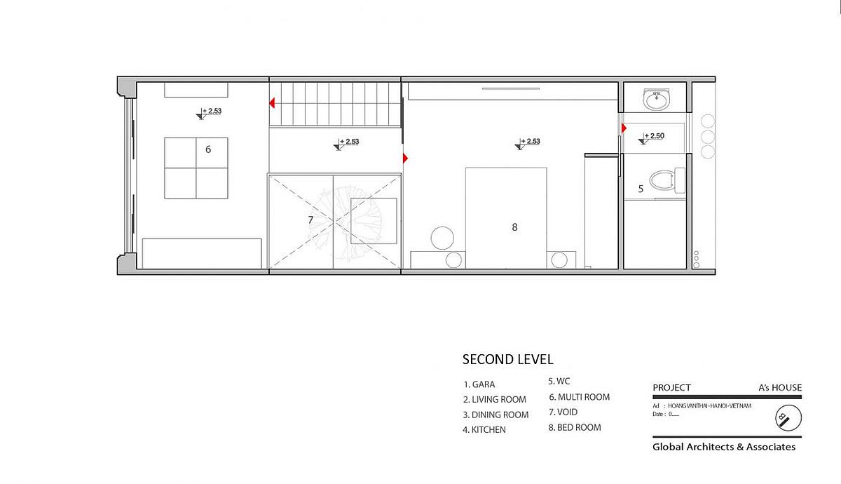 Second level floor plan with multi room and bedroom