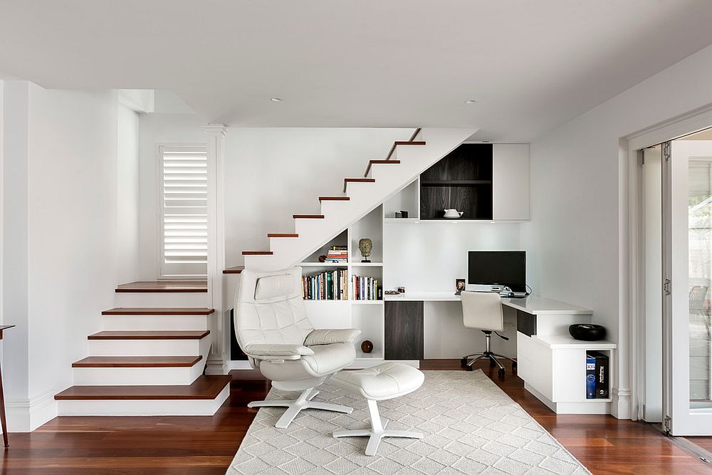 Space under the staircase turned into a fabulous home office