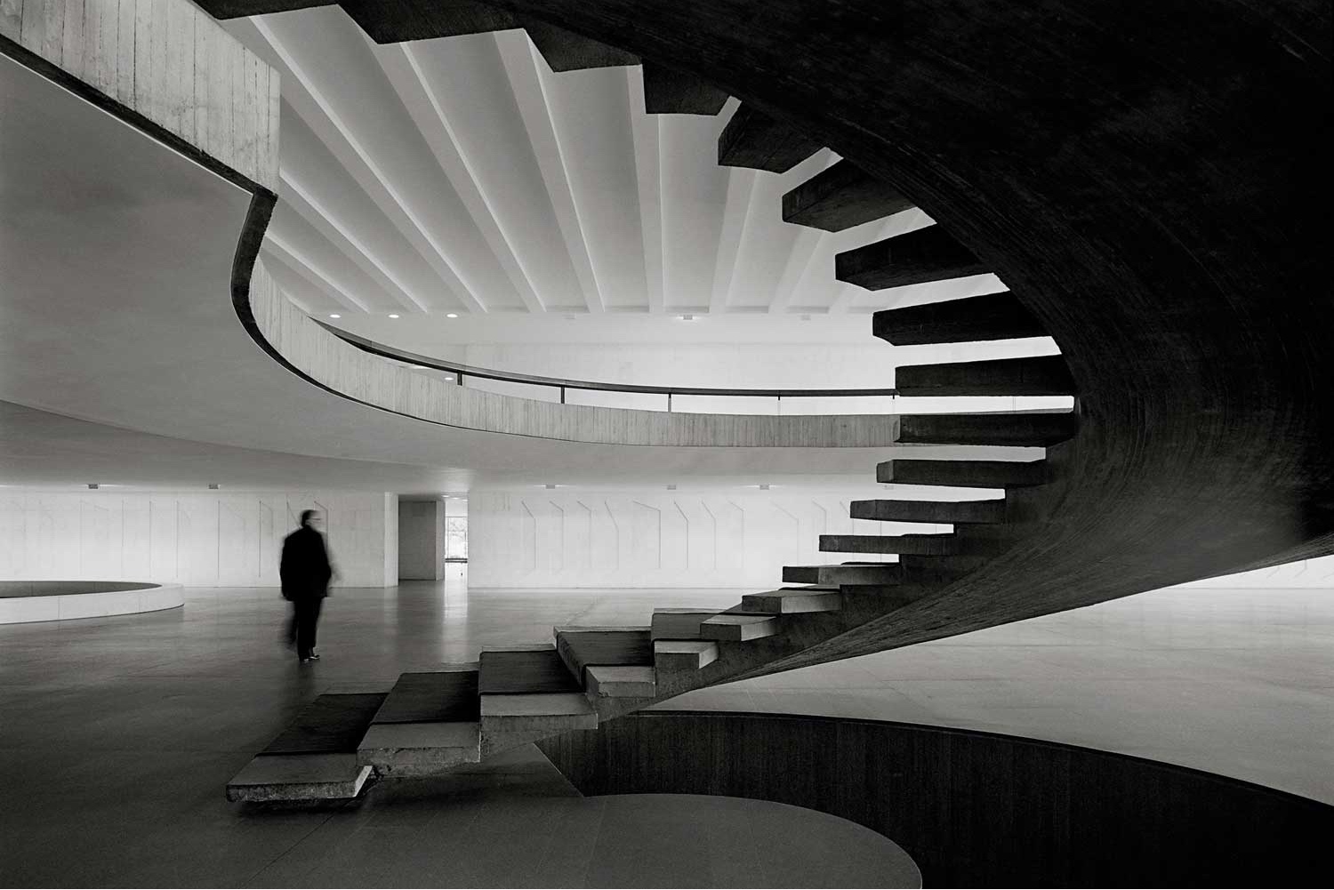 Spiral staircase in the Palácio do Itamaraty. Photo by Cristiano Mascaro via Yellowtrace.