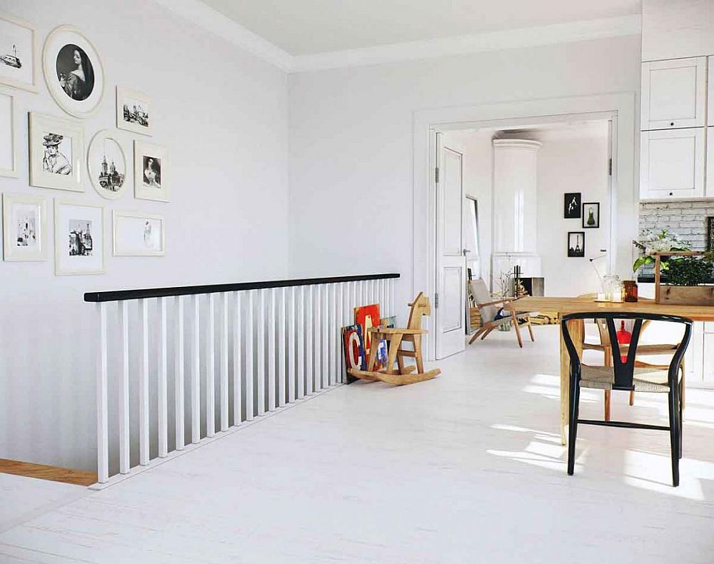 Staircase leading to the main living area and dining space