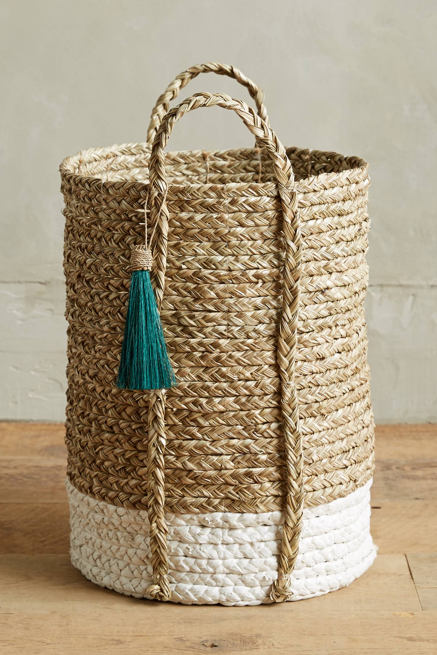 cream linen basket