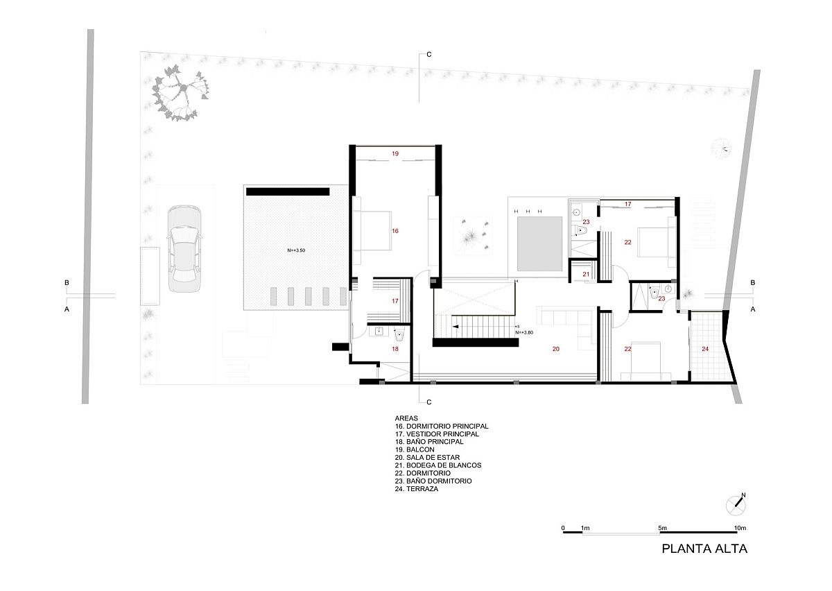 Top level floor plan of House PY