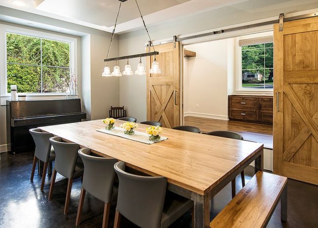 Dining Room Built In With Barn Door