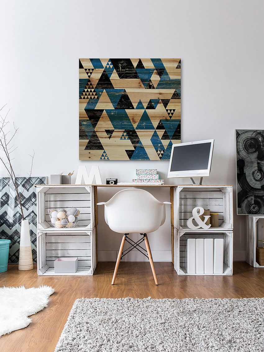 Transitional home office with a creative work desk [Design: Marmont Hill]