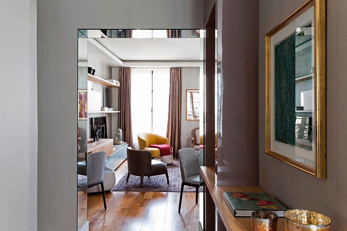 View of the living room filled with colorful decor and Parisian charm