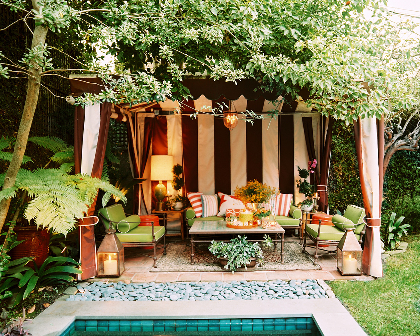 Back patio with a garden tent (photo via Lonny)