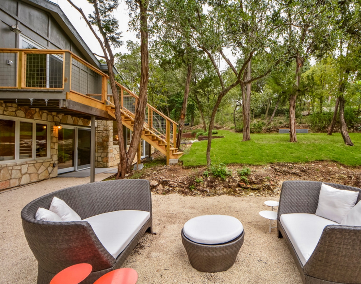 Backyard graveled patio from Capstone Custom Homes