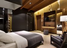 Bedroom-in-gray-with-wooden-walls-217x155