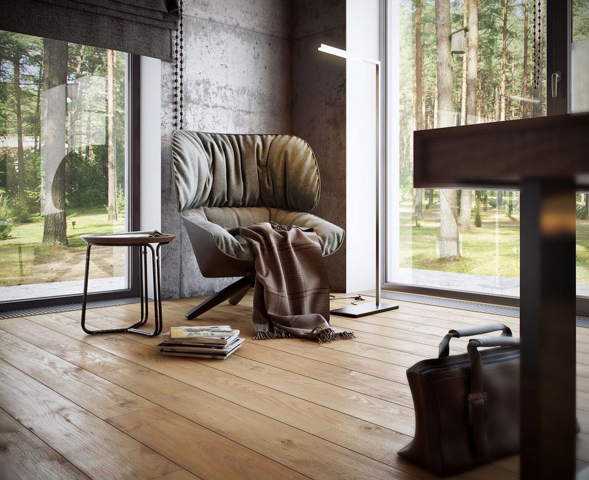 Comfy chair and simple side table for the cozy reading nook in the home office