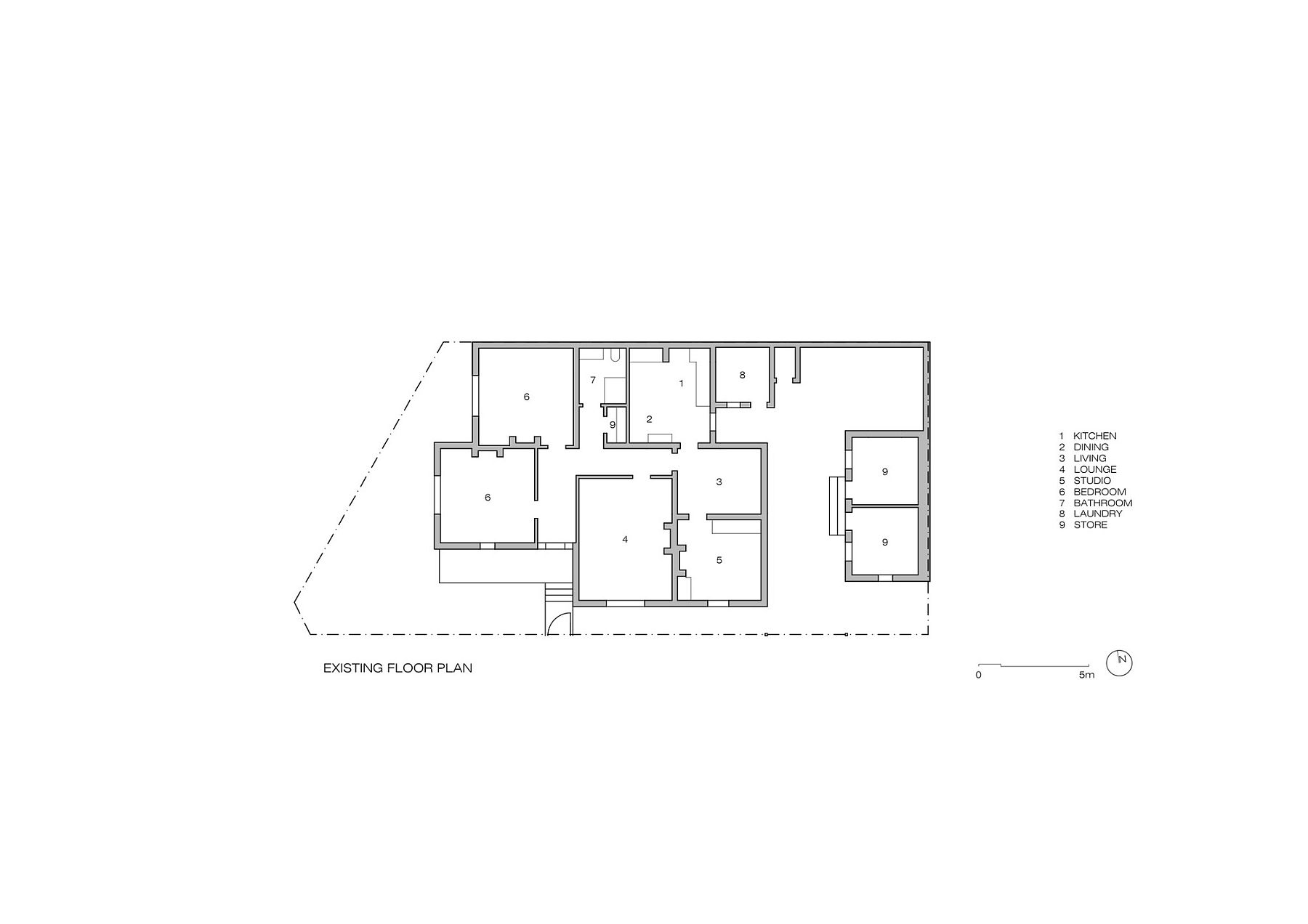 Existing floor plan of the classic Melbourne home with brick facade before extension