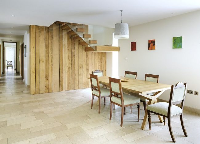 reclaimed wood wall dining room