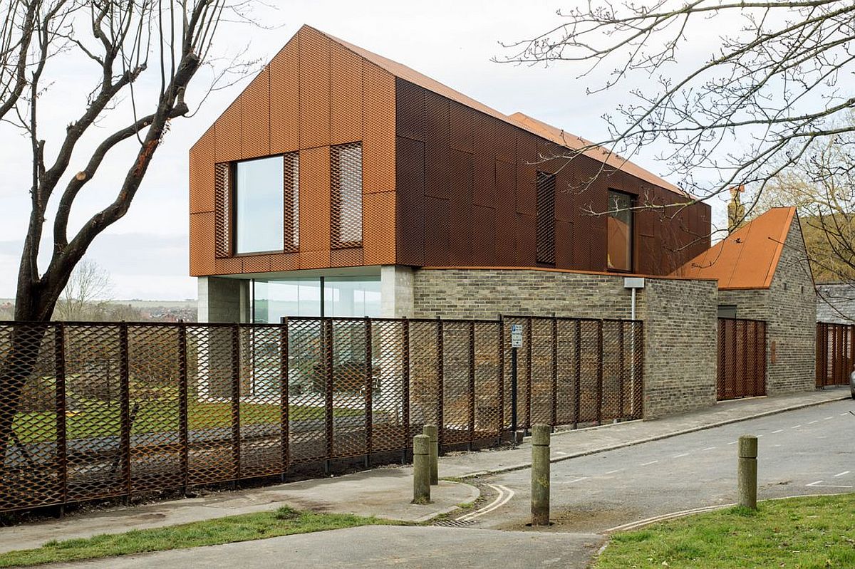 Exterior of the East Sussex home combines industrial past with modern aesthetics