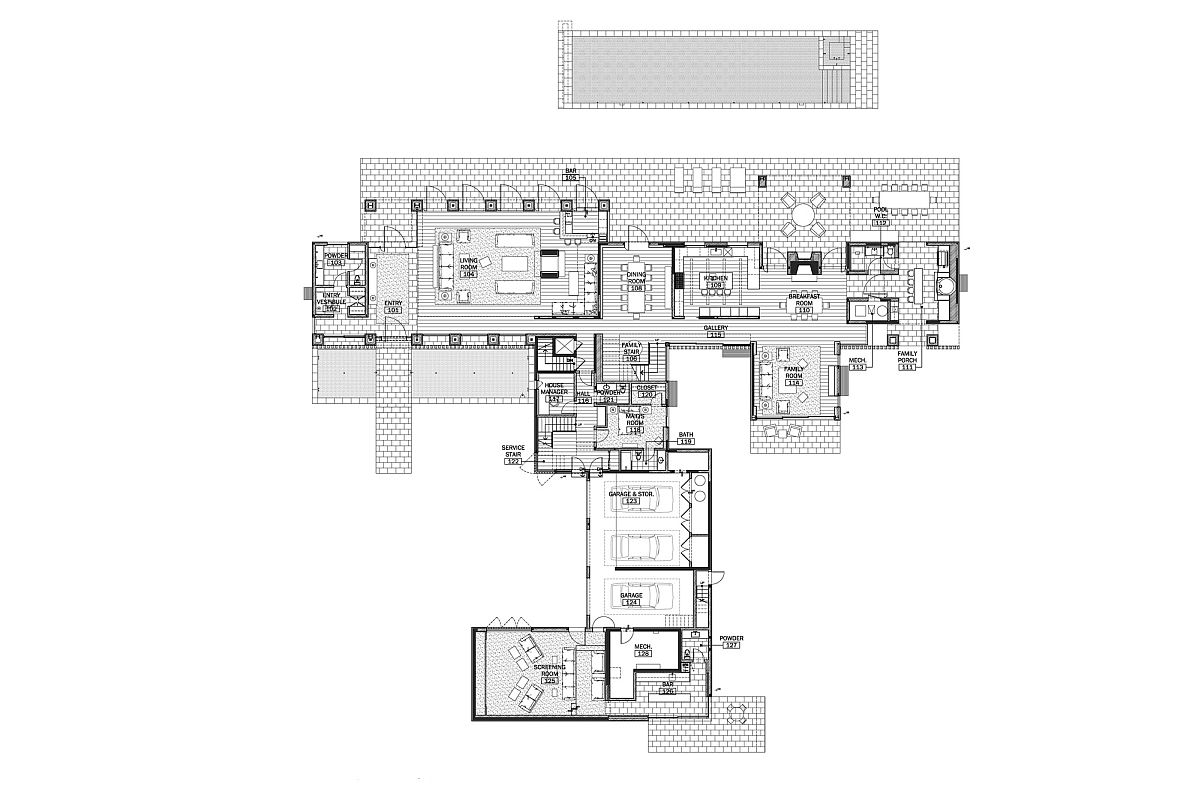 Floor plan of Modern Barn House in LA