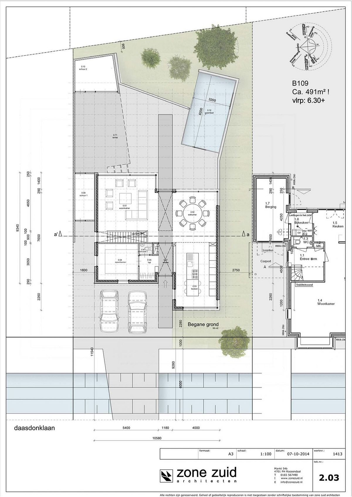 Floor plan of first level of house in Roosendaal