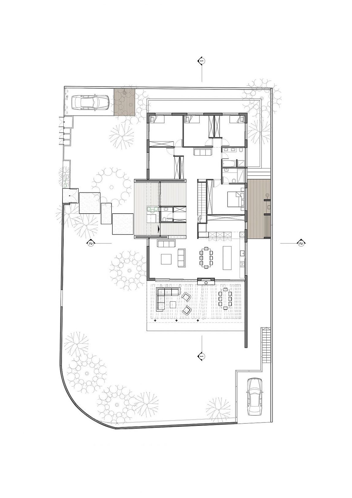 Floor plan of relaxing modern home in Israel