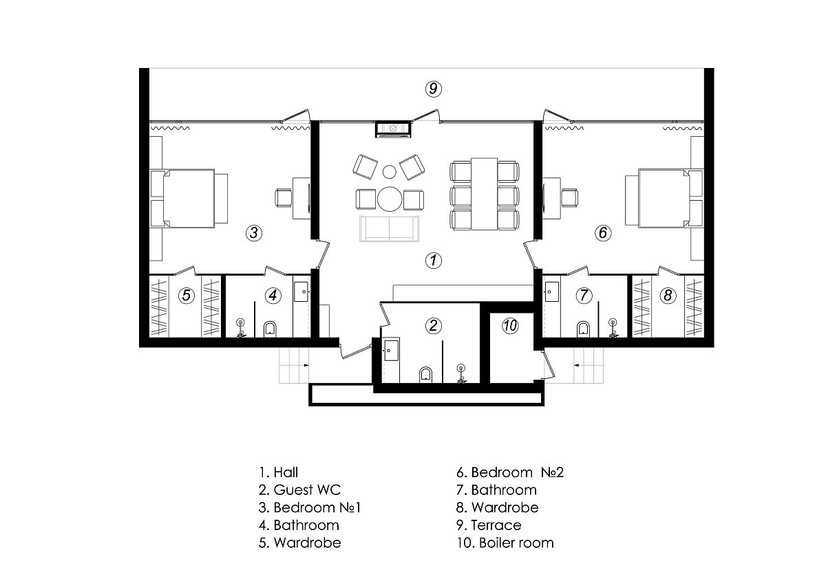 Floor plan of the contemporary chalet in woods