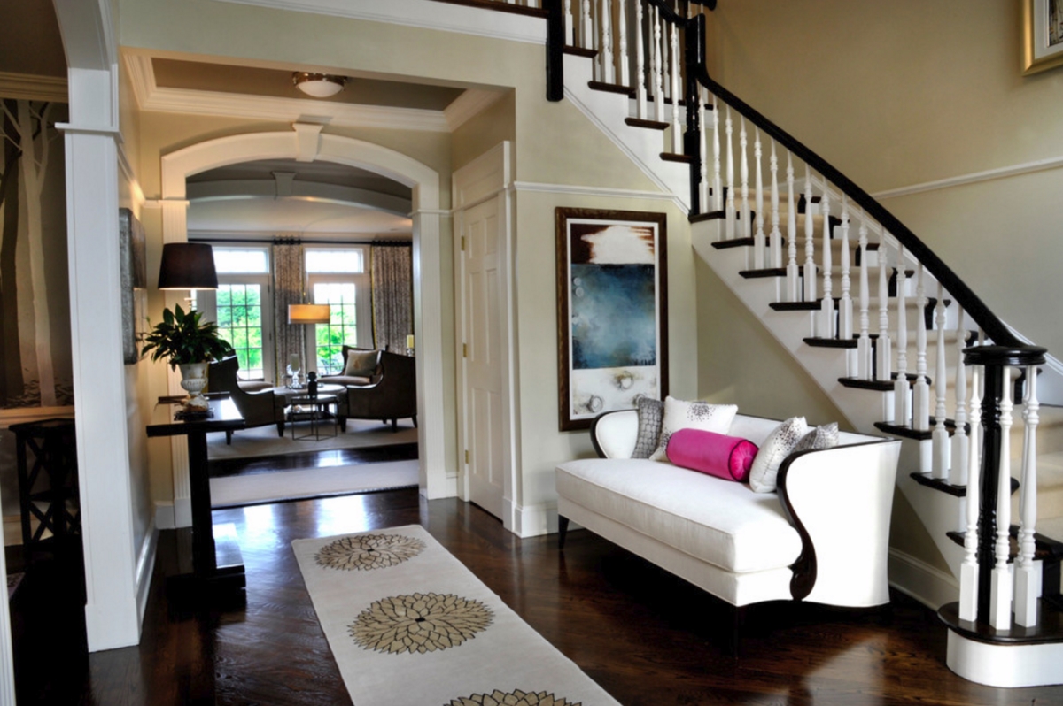 Foyer with a sofa via A Perfect Placement