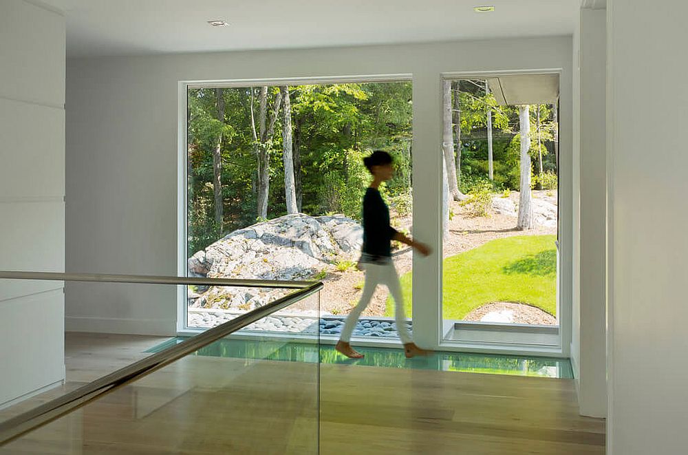 Glass skylight brings ventilation to the lower level