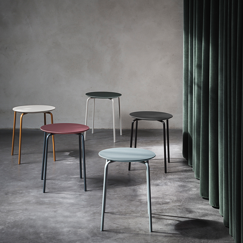 Grey walls offset modern stools from ferm LIVING