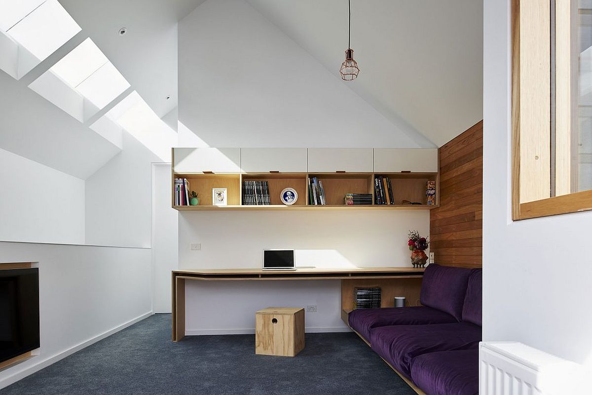 Home office in white with skylights