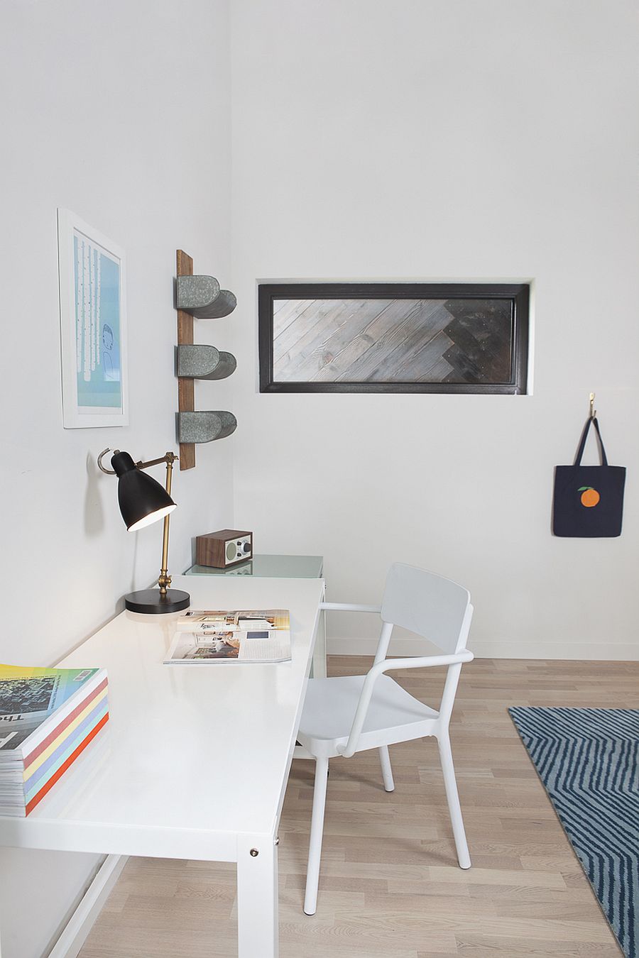 Home office with white desk and smart design