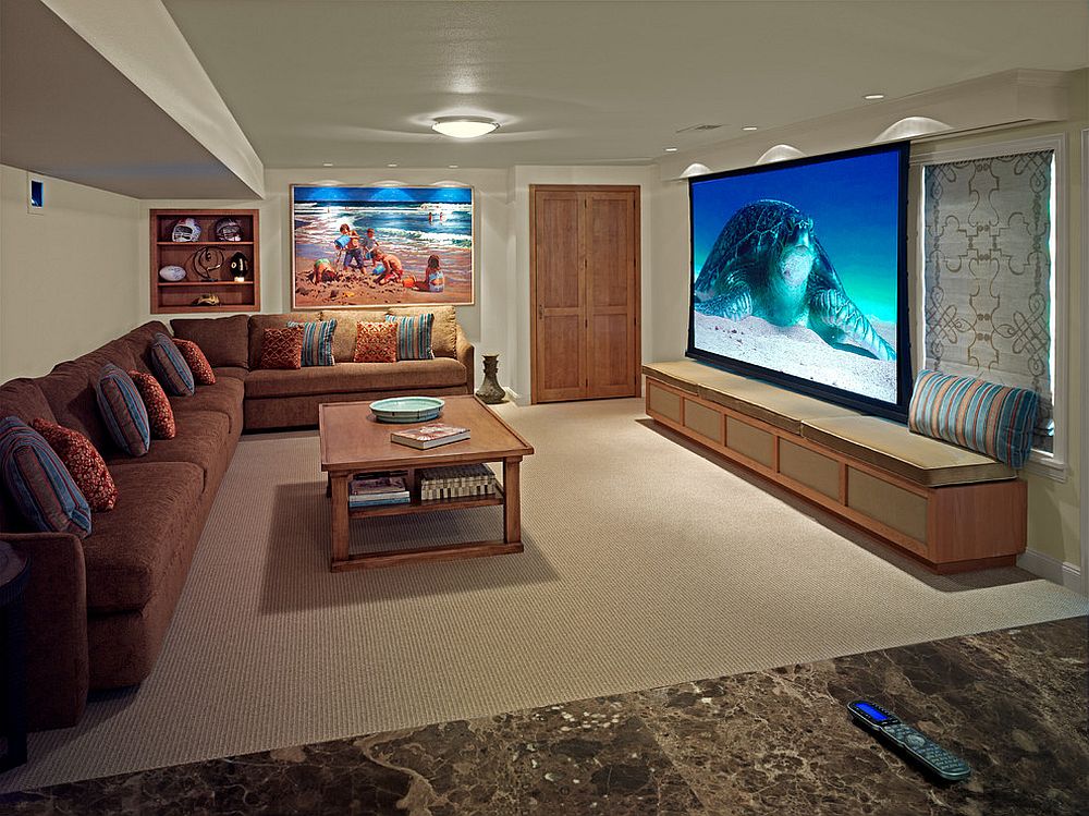 Image from the trip to the beach stands out in this home theater