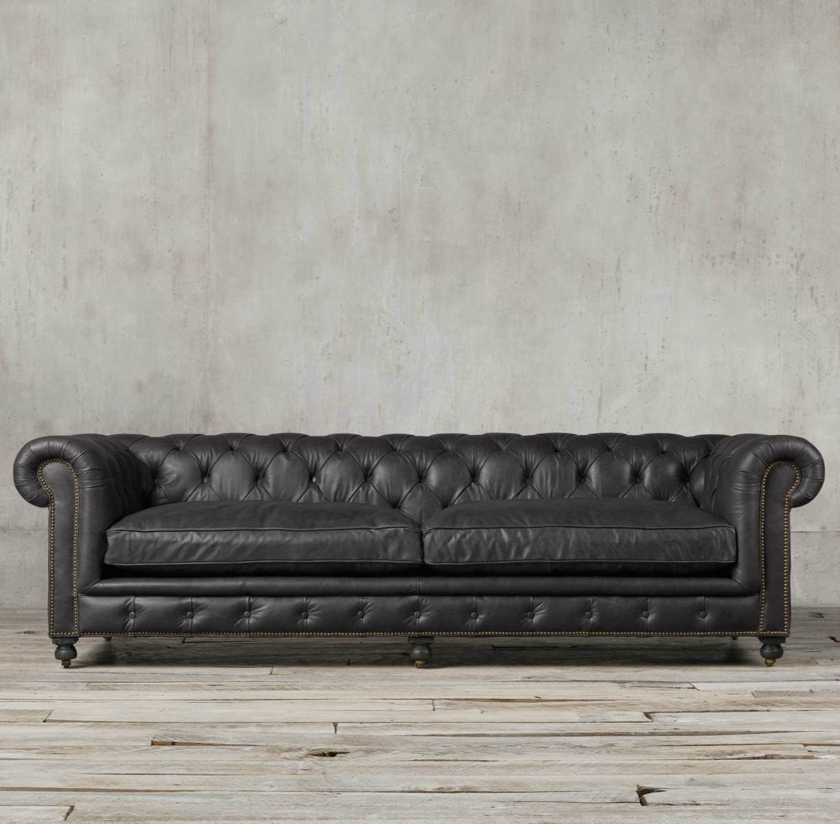 Kensington Leather Sofa with button tufting