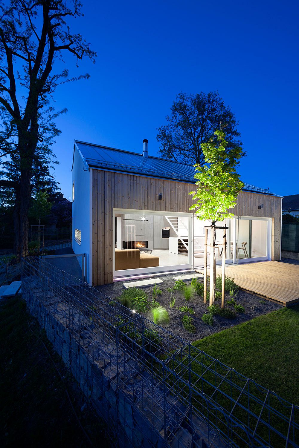 Lighting adds ambiance to the garden and the deck