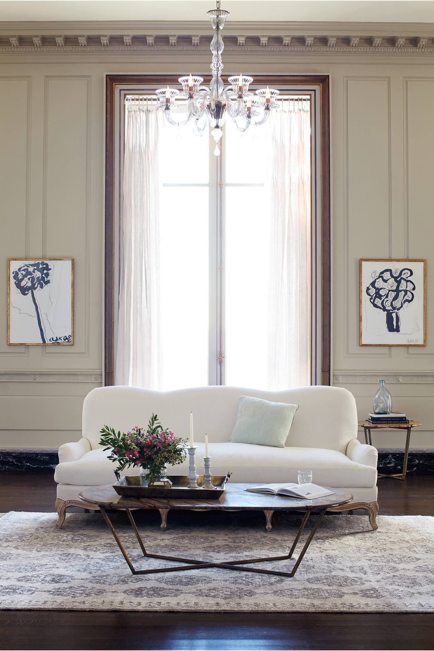 Linen Claribel Sofa with a hardwood frame