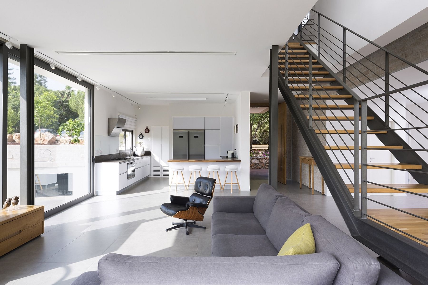 Living area kitchen and dining room of the contemporary Israeli home