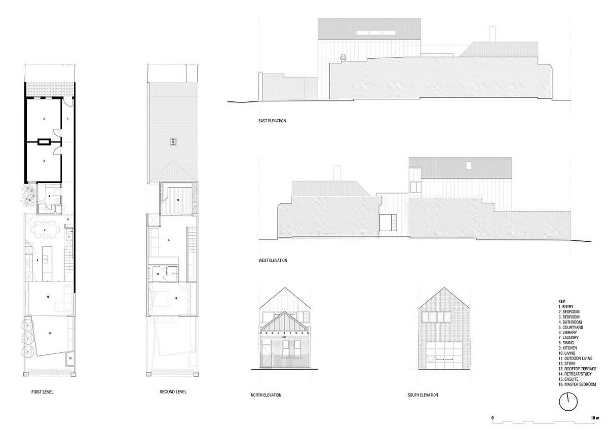 Look at the floor plan of varioues levels of the High House