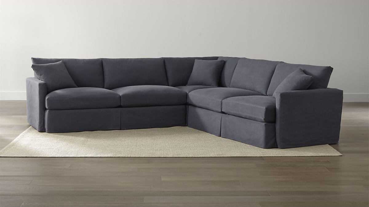 Lounge II Petite Slipcovered 3-Piece Sectional in Twilight