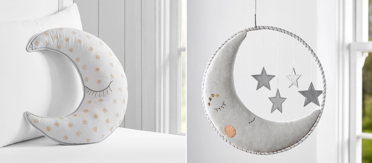 Moon pillow and mobile from Pottery Barn Kids