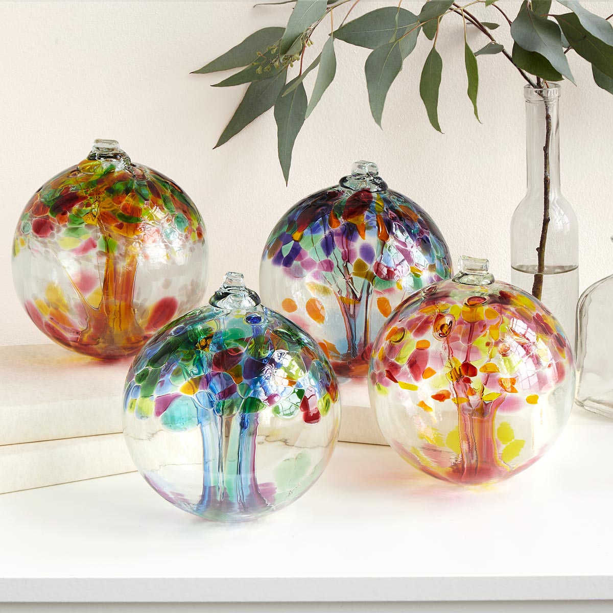 Recycled glass globes make a holiday statement