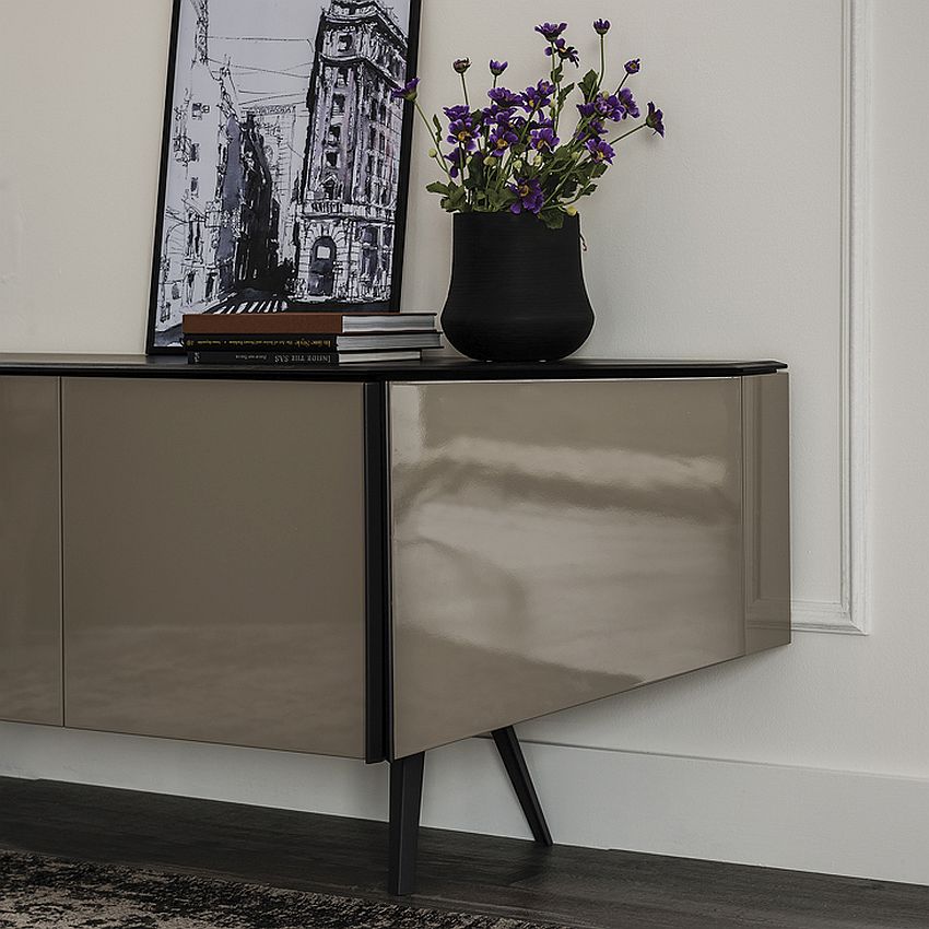 Refined modern sideboard with four doors and polished finish