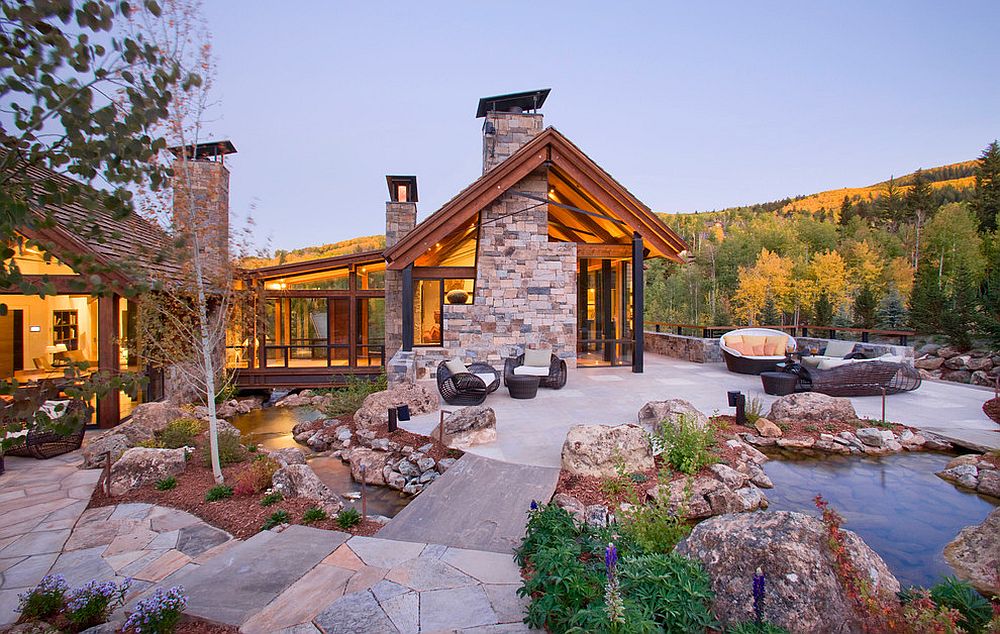 Rustic landscape around the house and inspiring mountain views turn this home into a dream escape