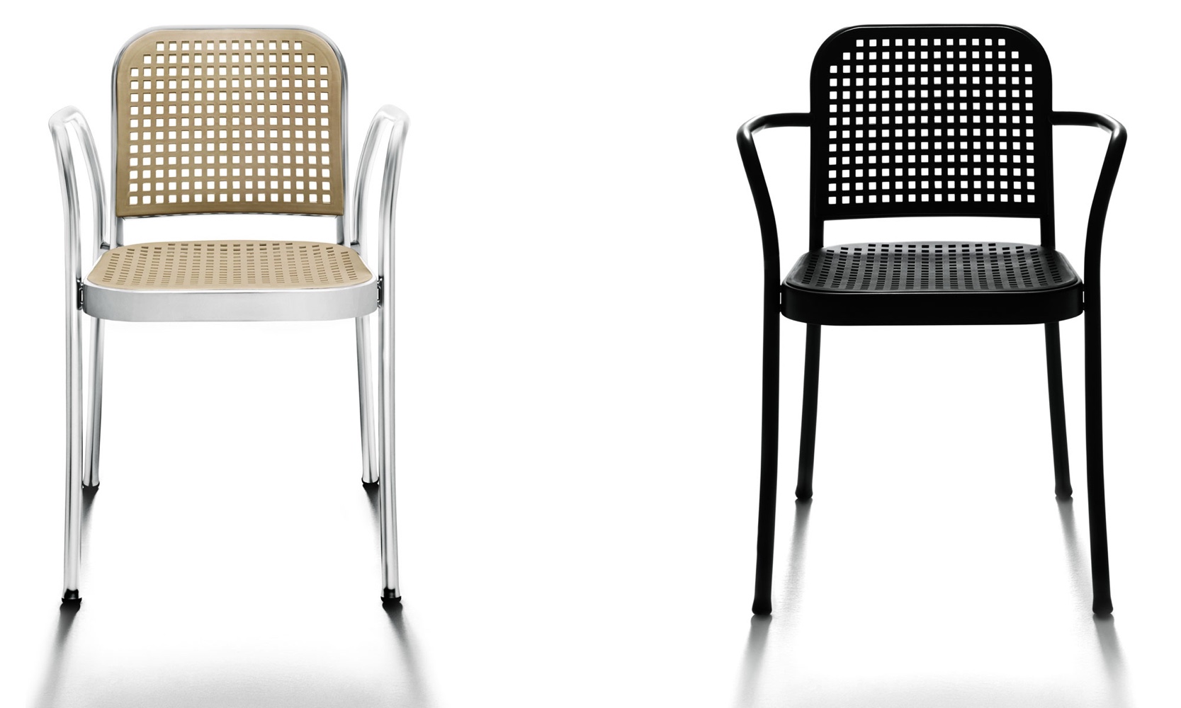 Silver chairs with armrests