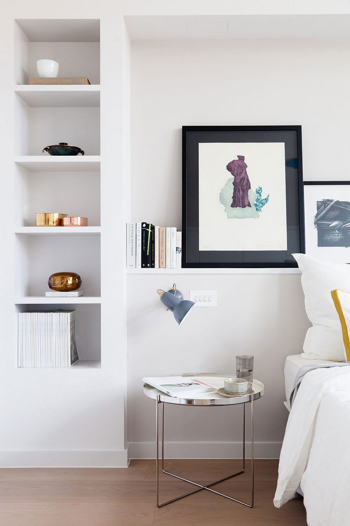Small bedroom shelf and display idea